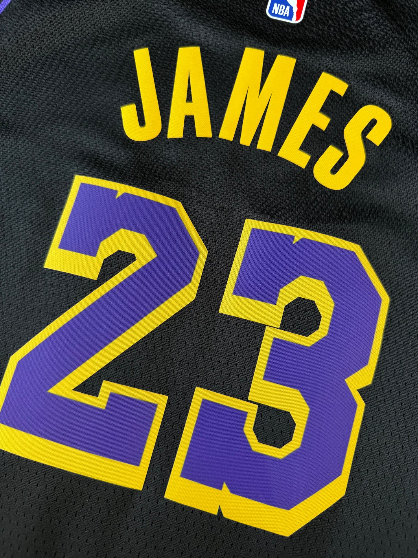 JAMES 23 Black Los Angeles Lakers Heat Pressed Edition NBA Kids Jersey