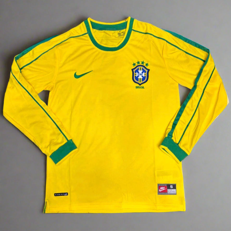 BRAZIL Retro 1998 Home Jersey Long Sleeves