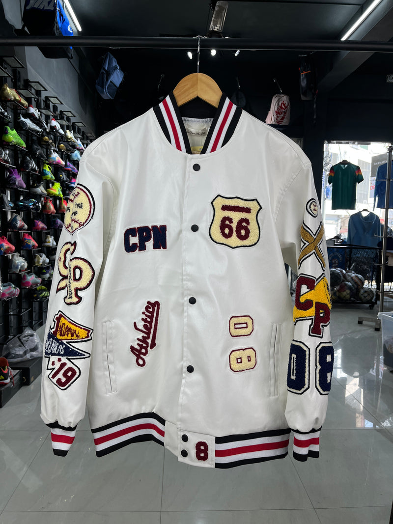 White Varsity Leather Jacket