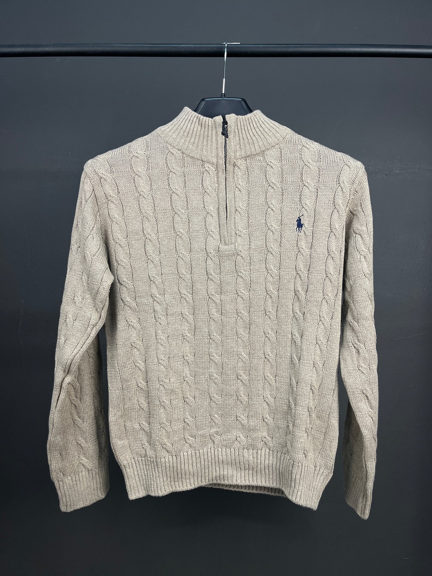 Ralph Lauren Patterned Sand Half Zip-up Sweater