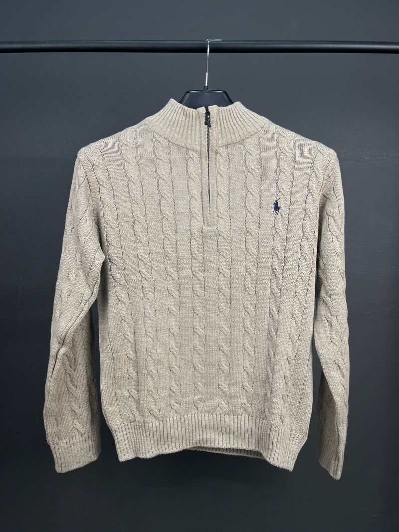 Ralph Lauren Patterned Sand Half Zip-up Sweater