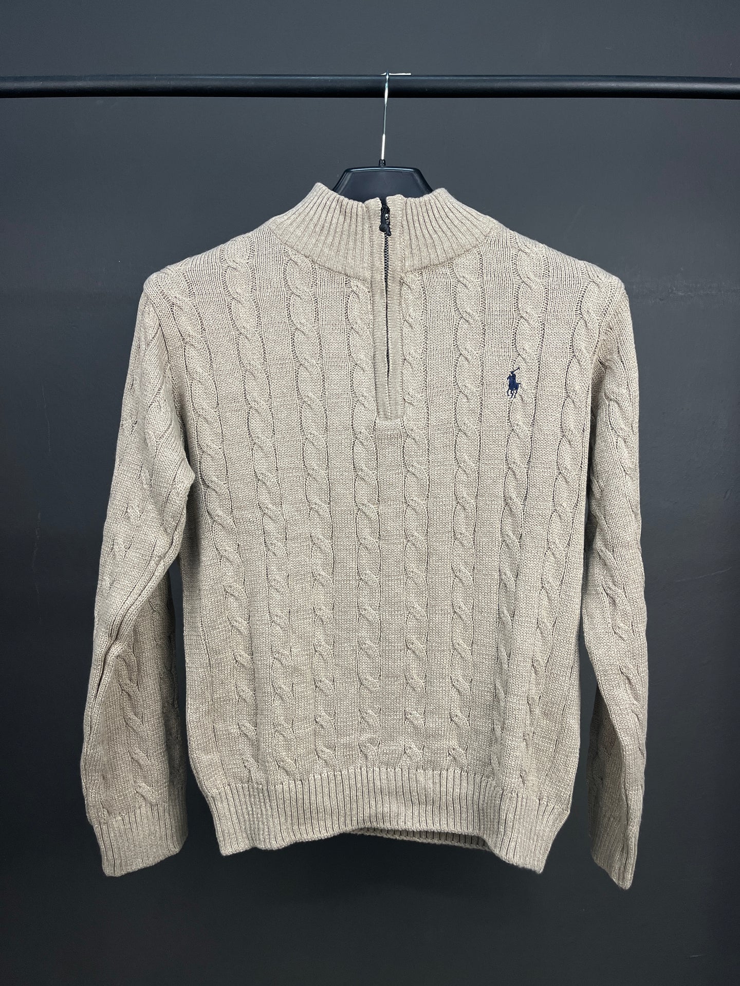 Ralph Lauren Patterned Sand Half Zip-up Sweater