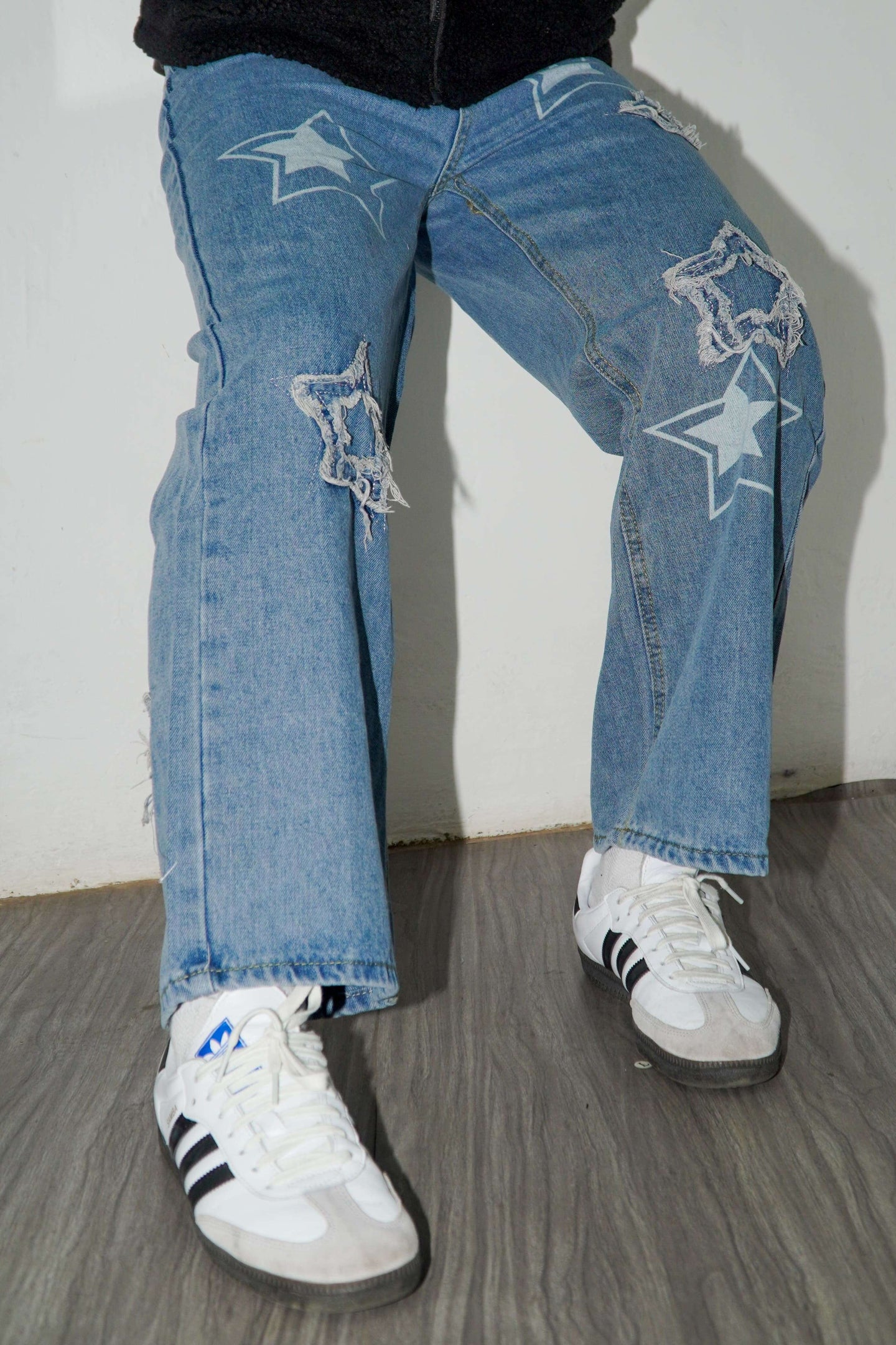 Star Patch Embroidery Unisex Baggy Jeans