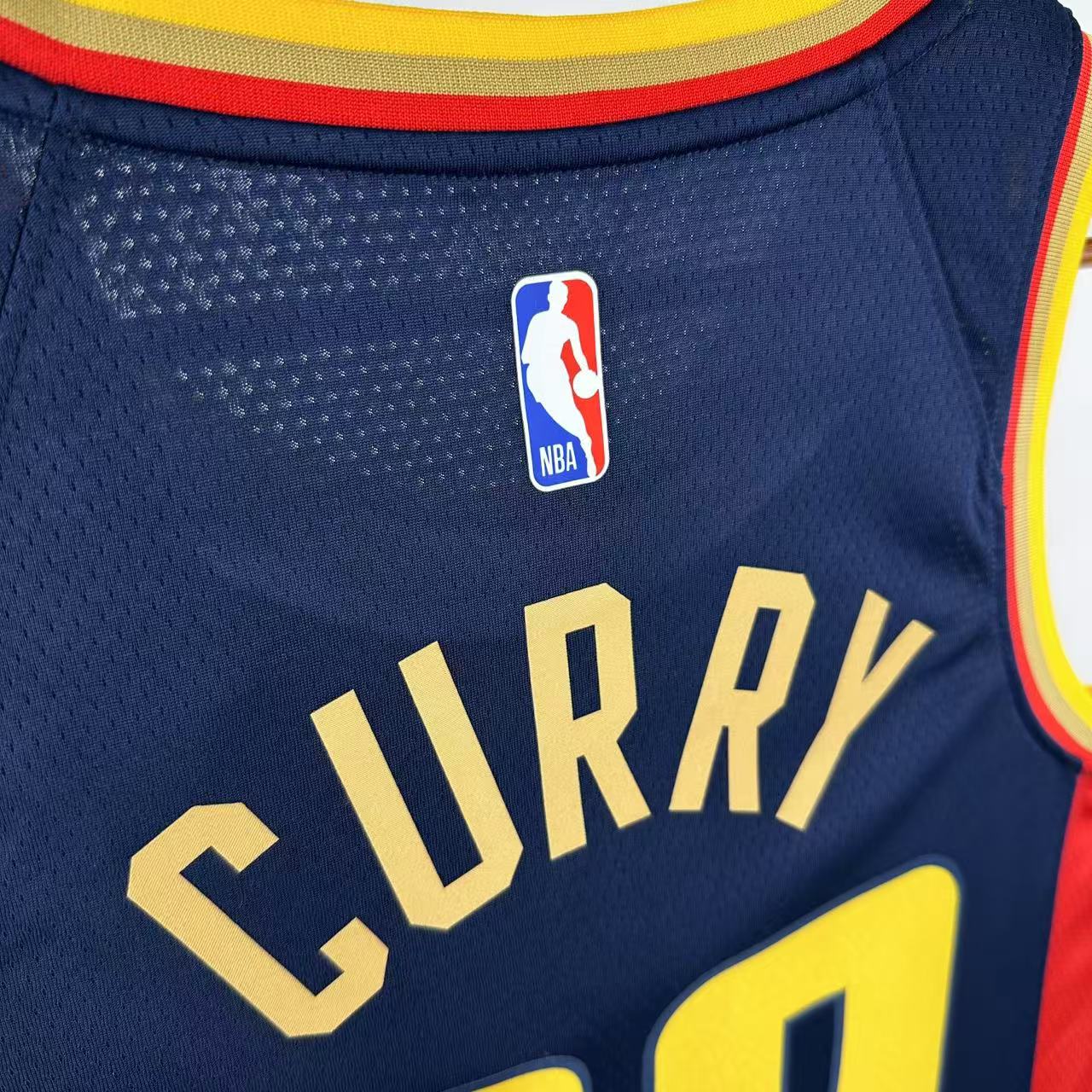 CURRY 30 Dark Blue Golden State Warriors Heat Pressed Edition NBA Jersey