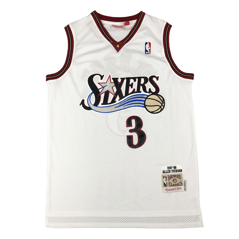 IVERSON 3 White Philadelphia 76ers NBA Jersey