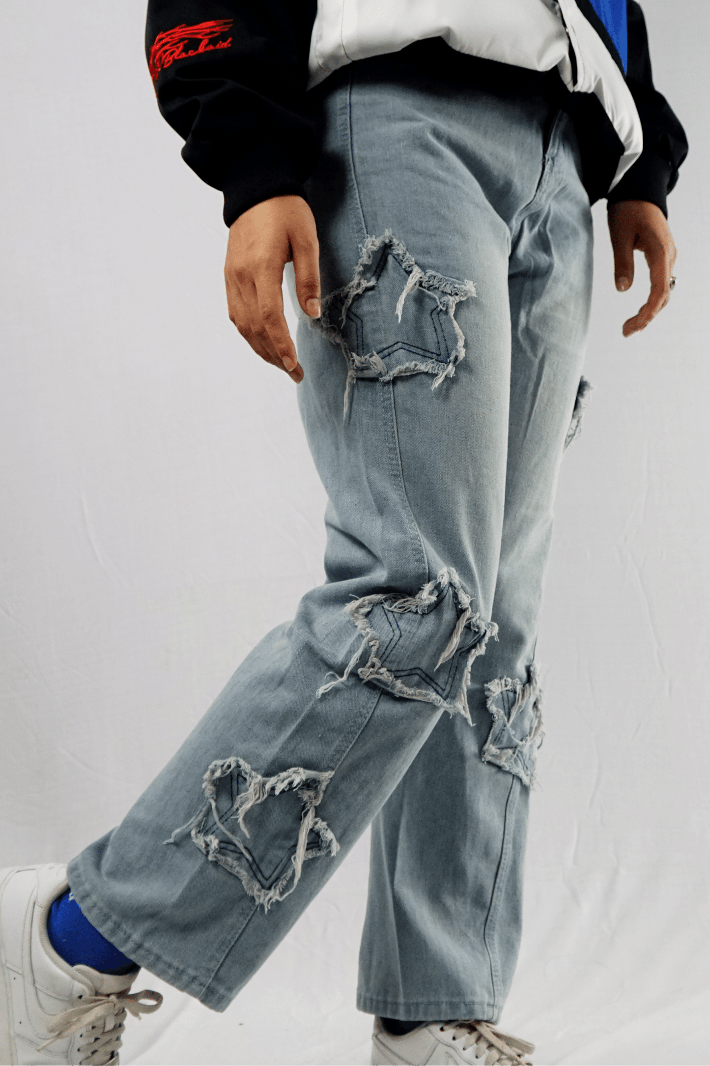 Star Patch Embroidery Women's Baggy Jeans