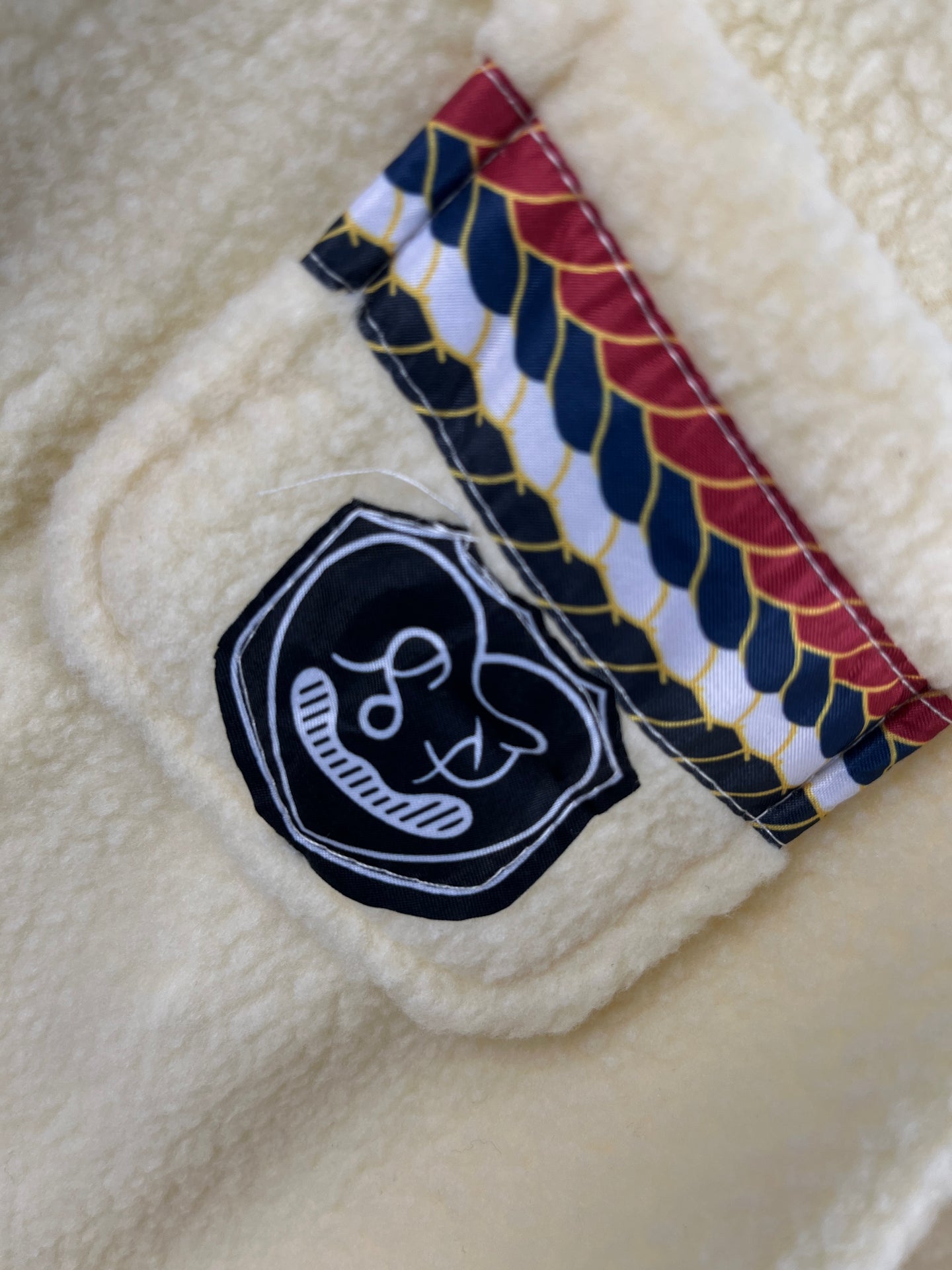 Cream Fleece School-Inspired Jacket with Tie