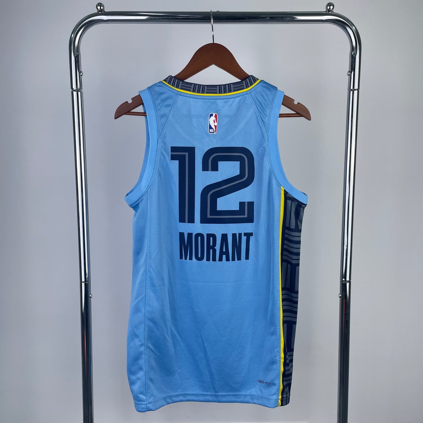 MORANT 12 Blue Memphis Grizzlies Heat Pressed Edition NBA Jersey