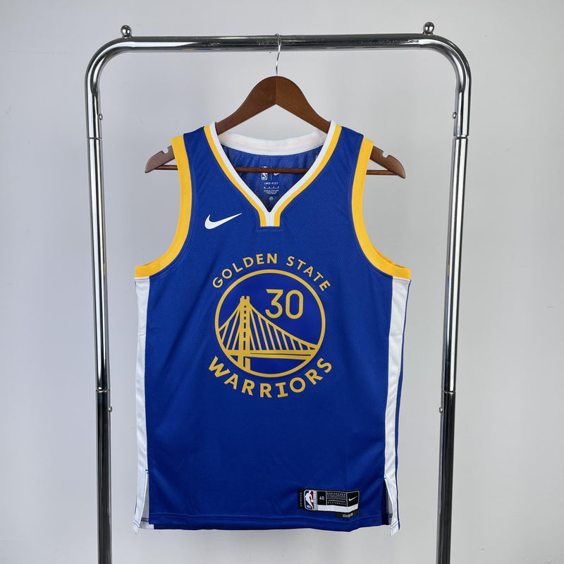 CURRY 30 Blue Golden State Warriors Heat Pressed Edition NBA Jersey