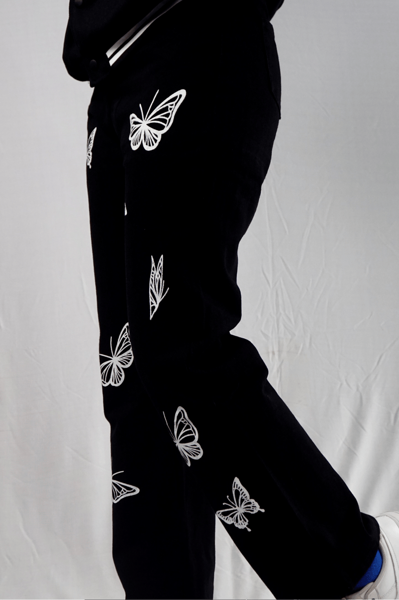 Butterfly Print Women's Baggy Jeans