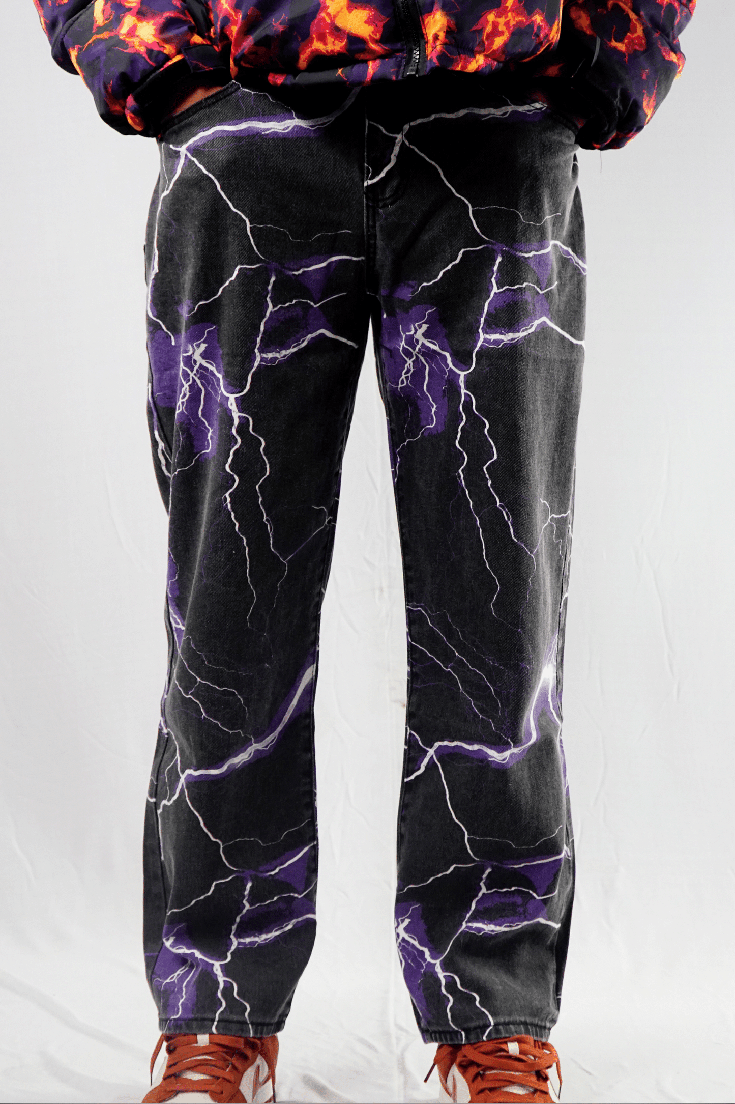 Lightning Print Men's Baggy Jeans