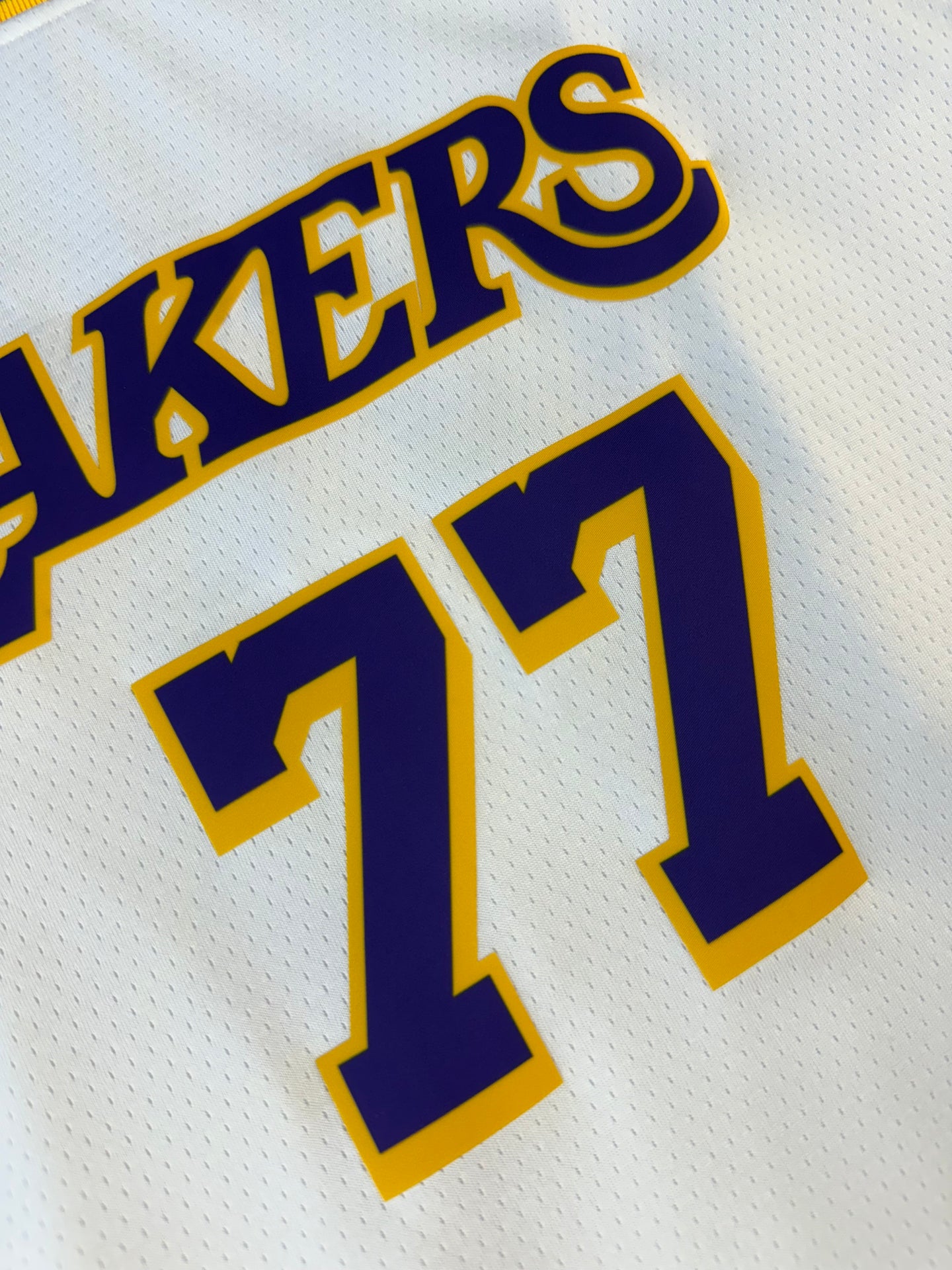 DONCIC 77 White Lakers Heat Pressed Edition NBA Kids Jersey