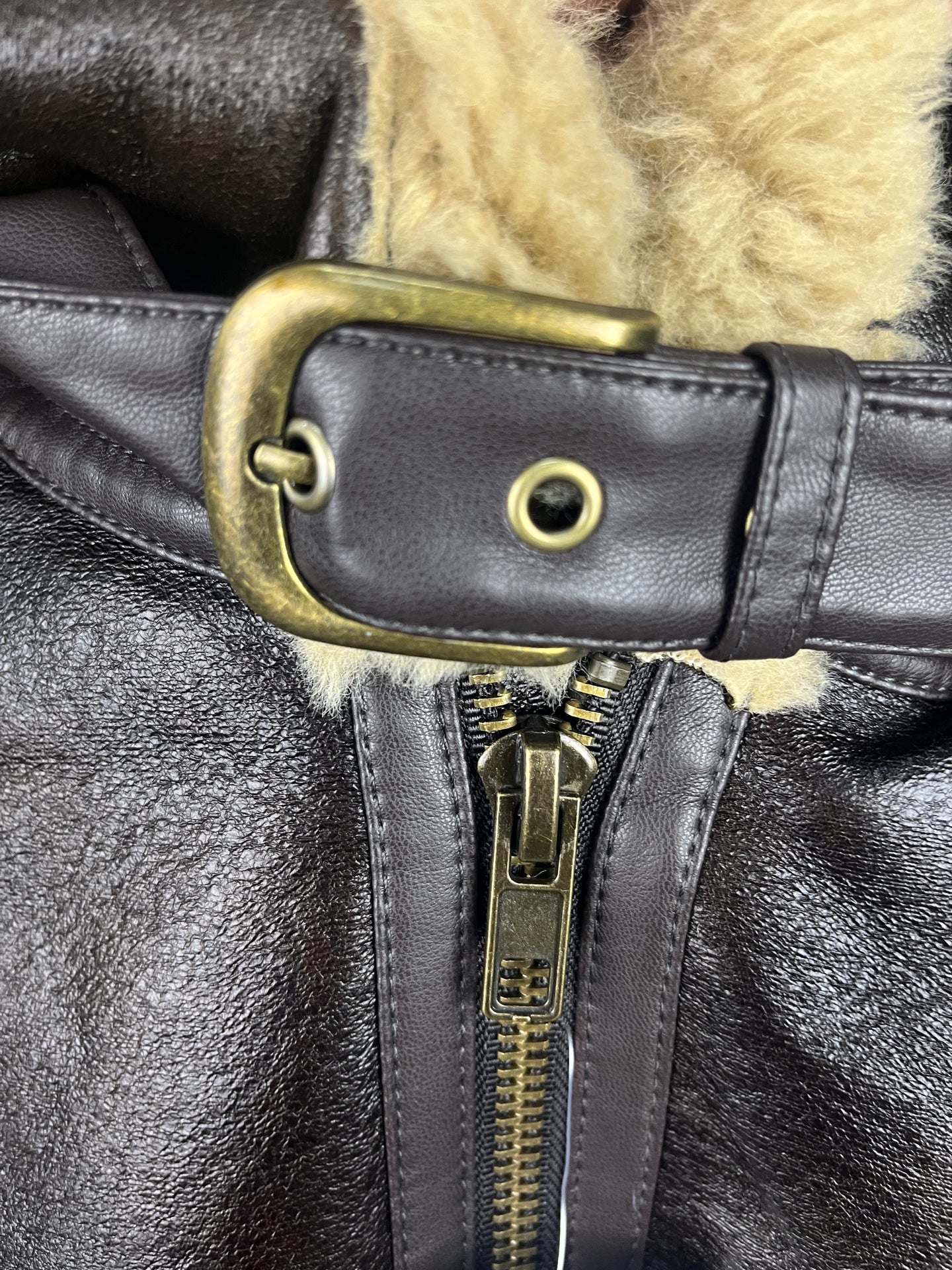 Leather/Fur Cropped Dark Brown Jacket