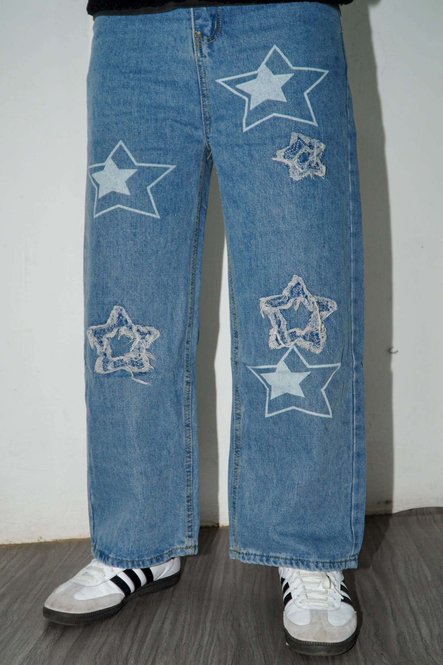 Star Patch Embroidery Unisex Baggy Jeans