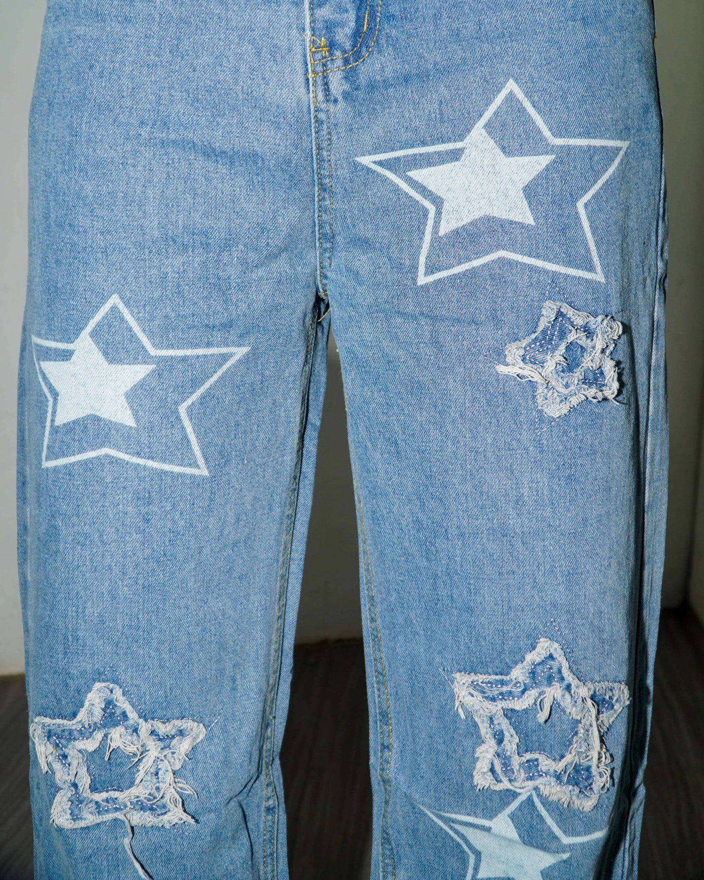Star Patch Embroidery Unisex Baggy Jeans