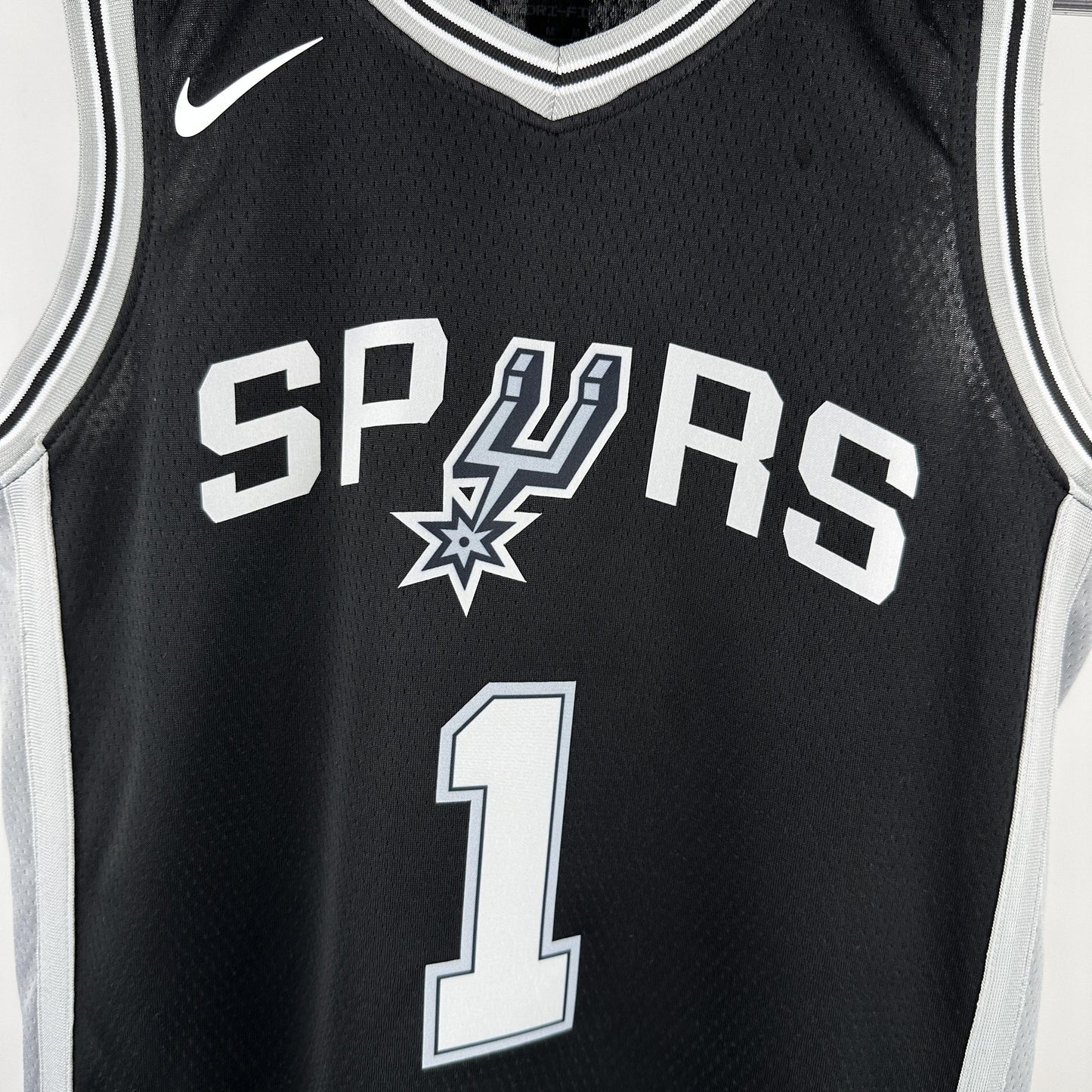 Wembanyama 1 Black Spurs Heat Pressed Edition