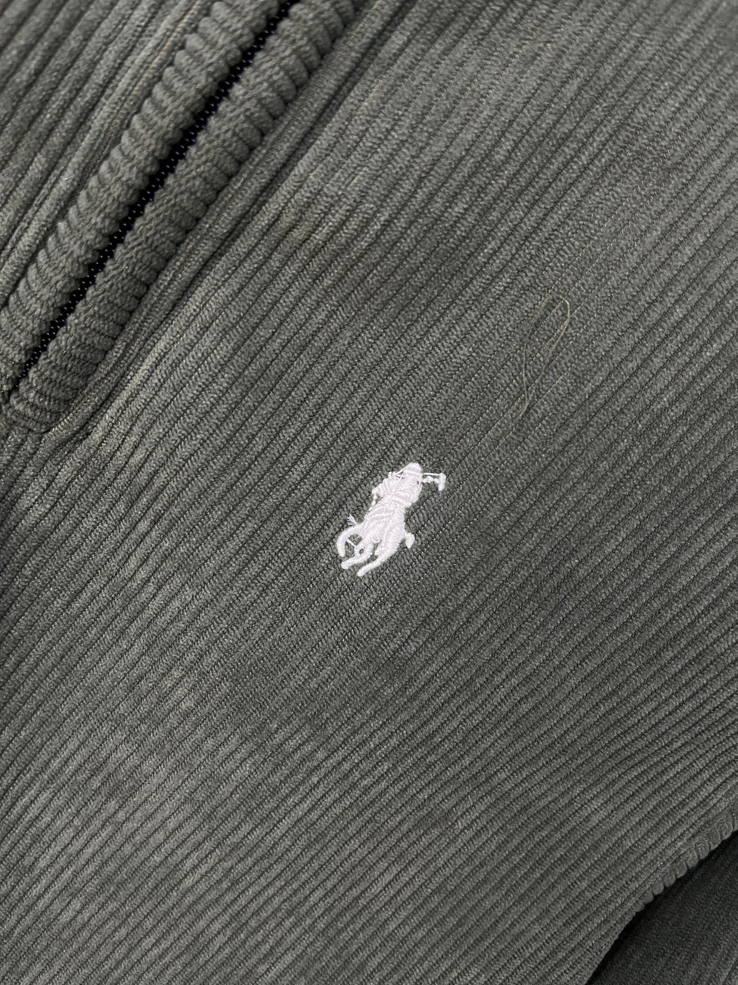 Ralph Lauren Quarter Zip Sweater Dark Green Logo White