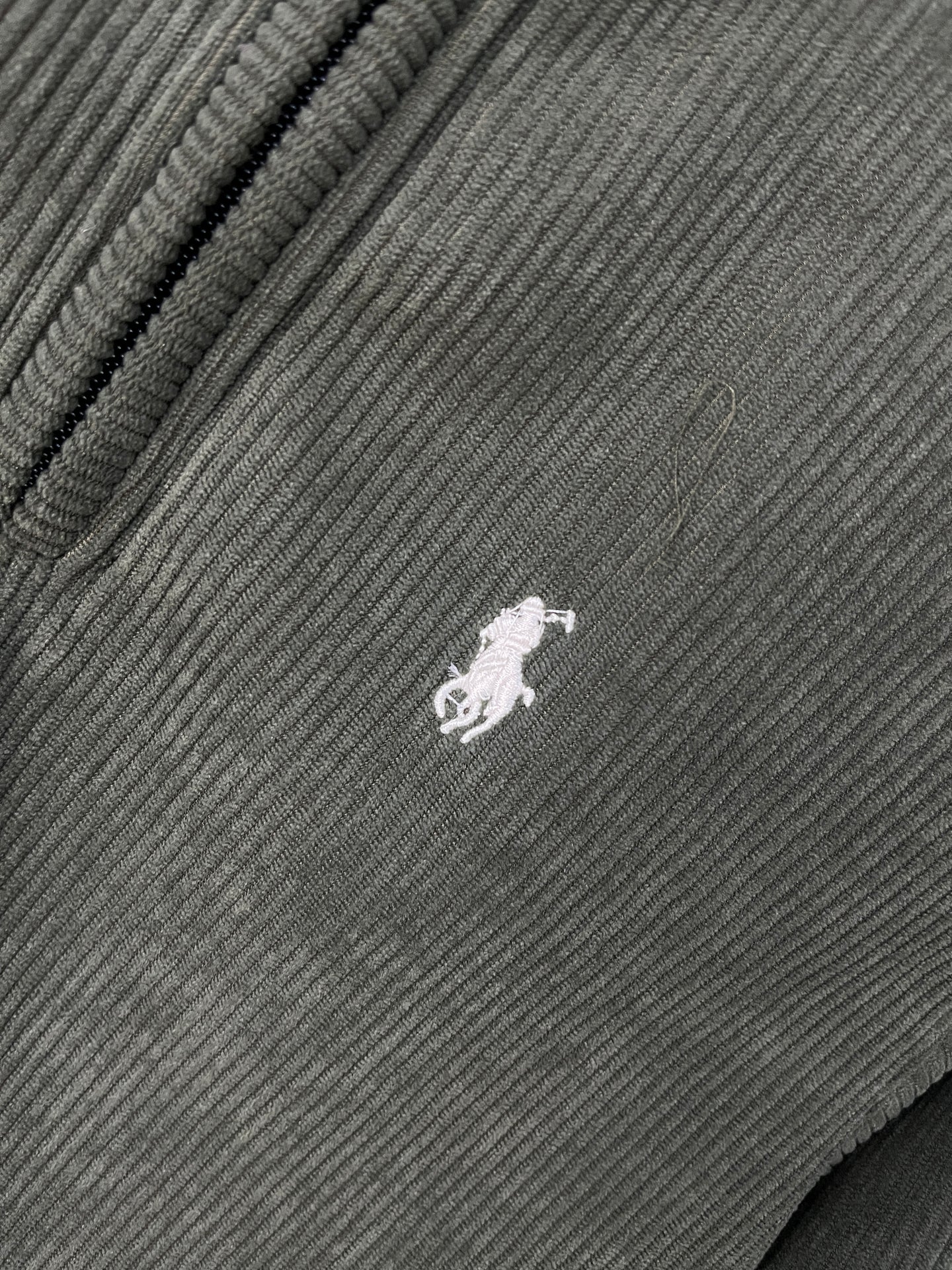 Ralph Lauren Quarter Zip Sweater Dark Green Logo White