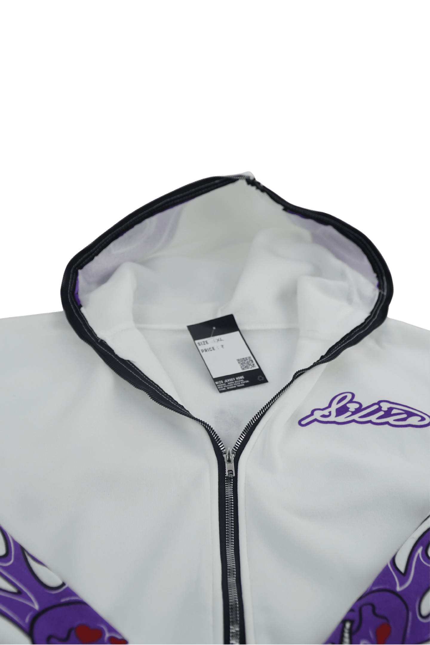 Halloween Flame & Skull Zip-Up Hoodie White