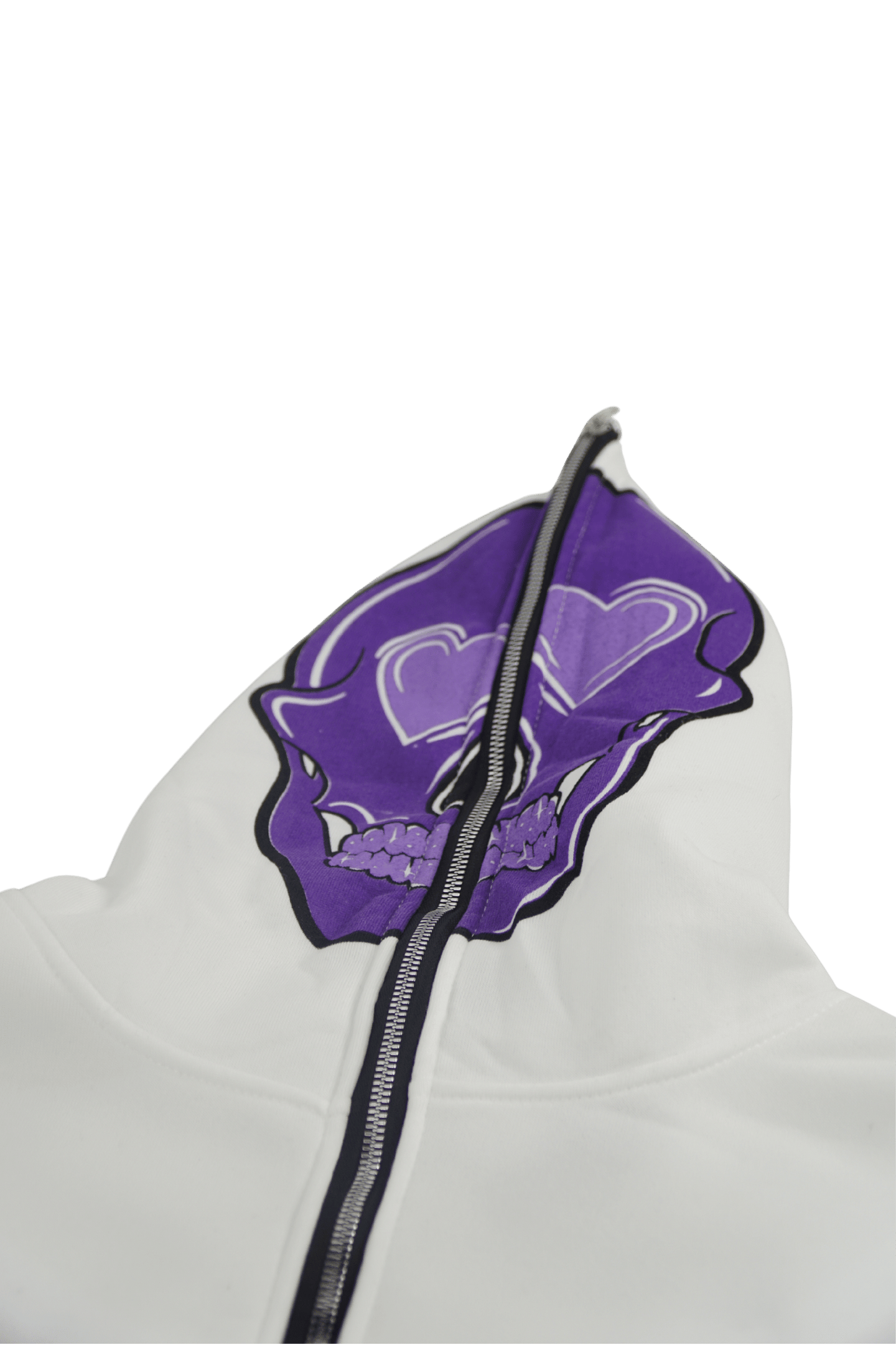 Halloween Flame & Skull Zip-Up Hoodie White