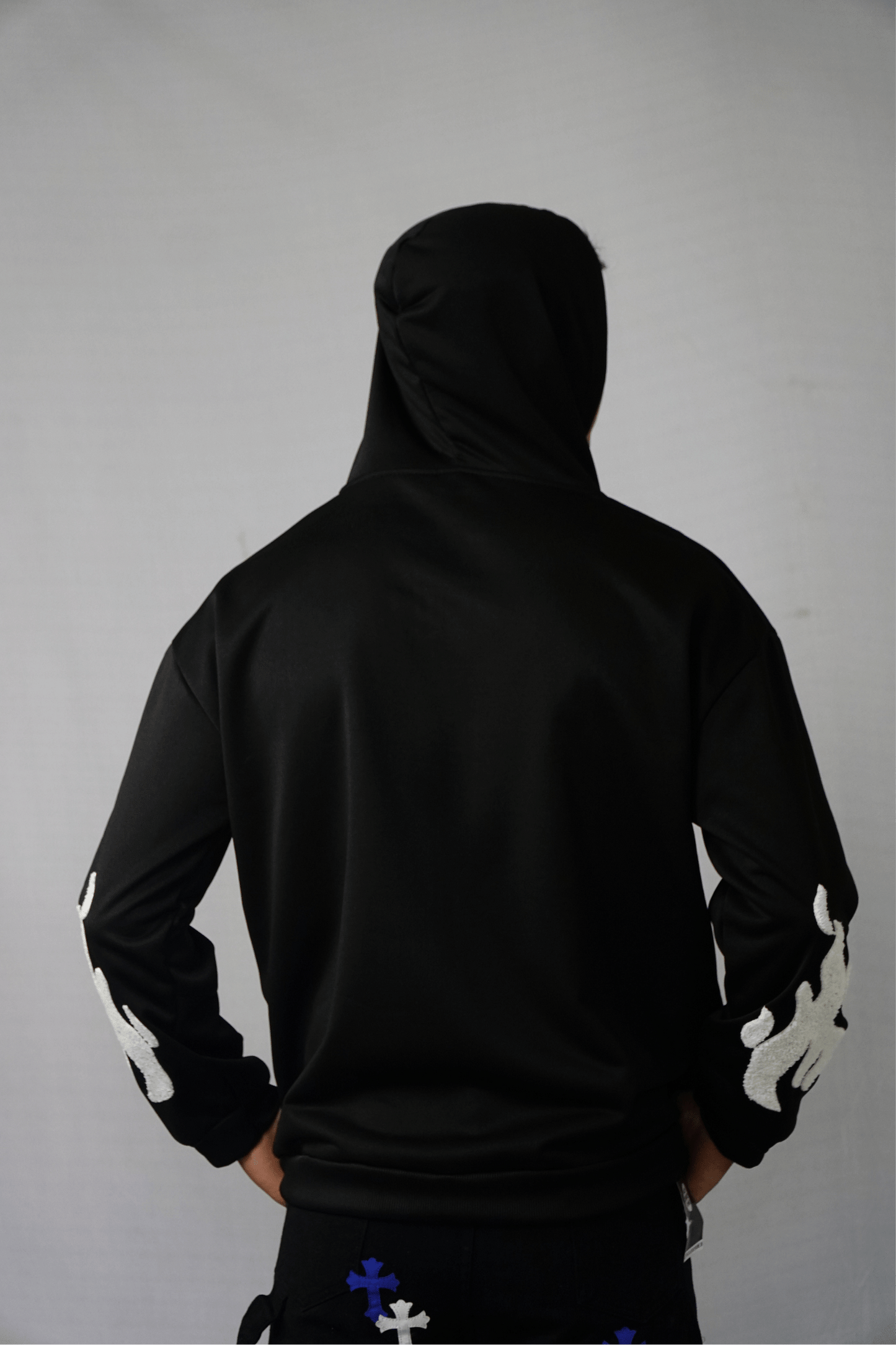 Cross Patch Embroidery Black Hoodie