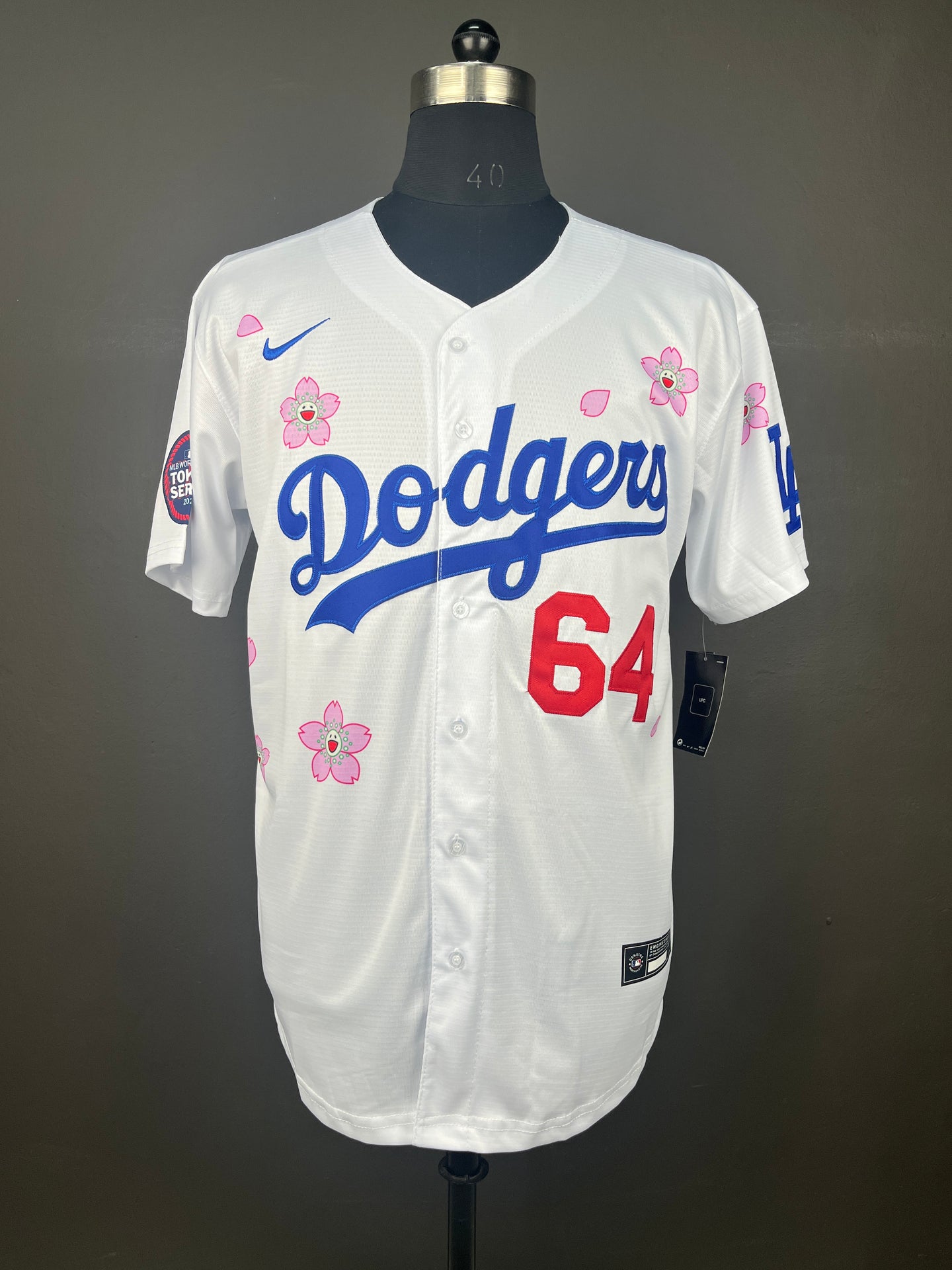 MOMO 64 Dodgers White TWICE Edition Cherry Blossom MLB Jersey