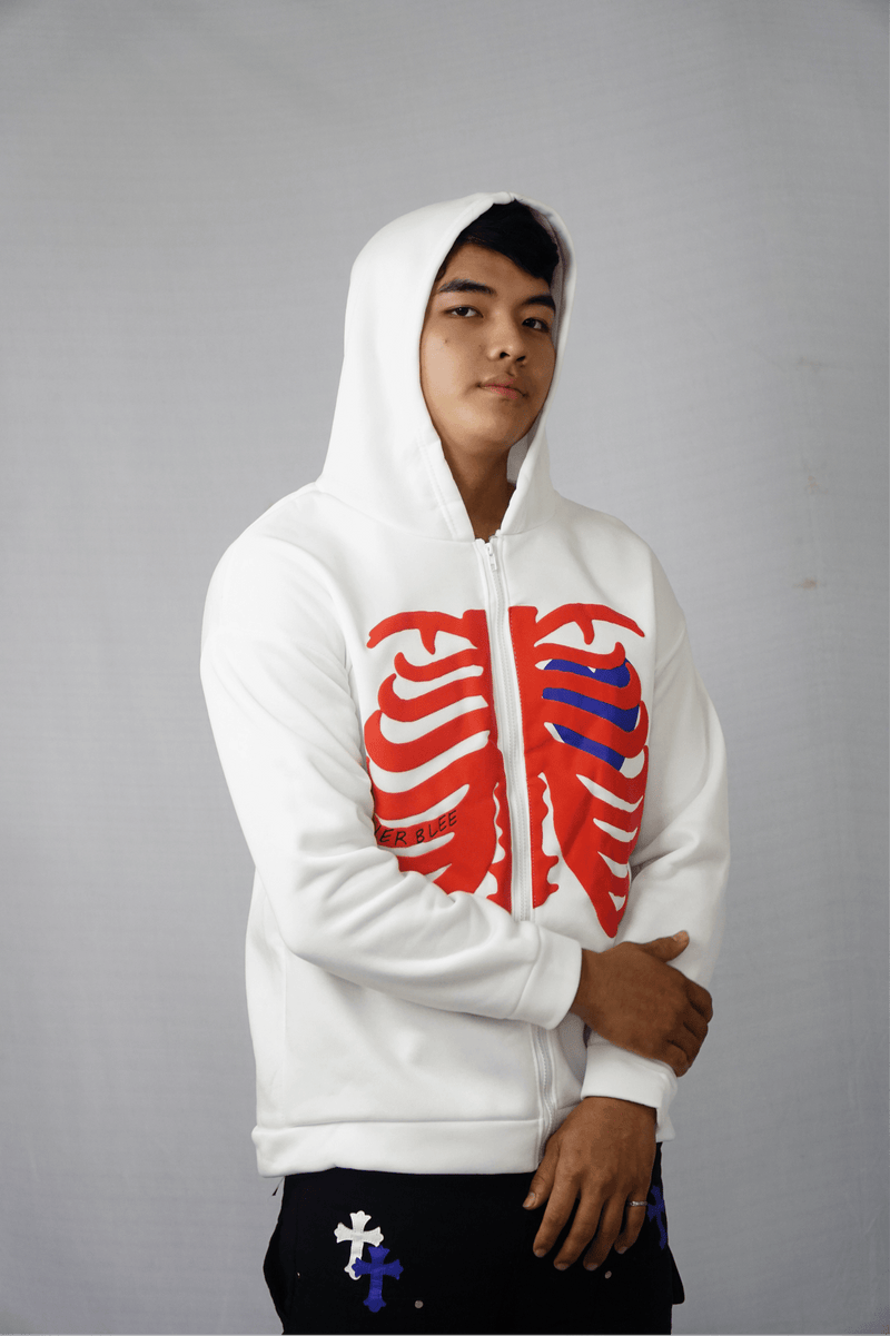 Skeleton & Heart White Hoodie