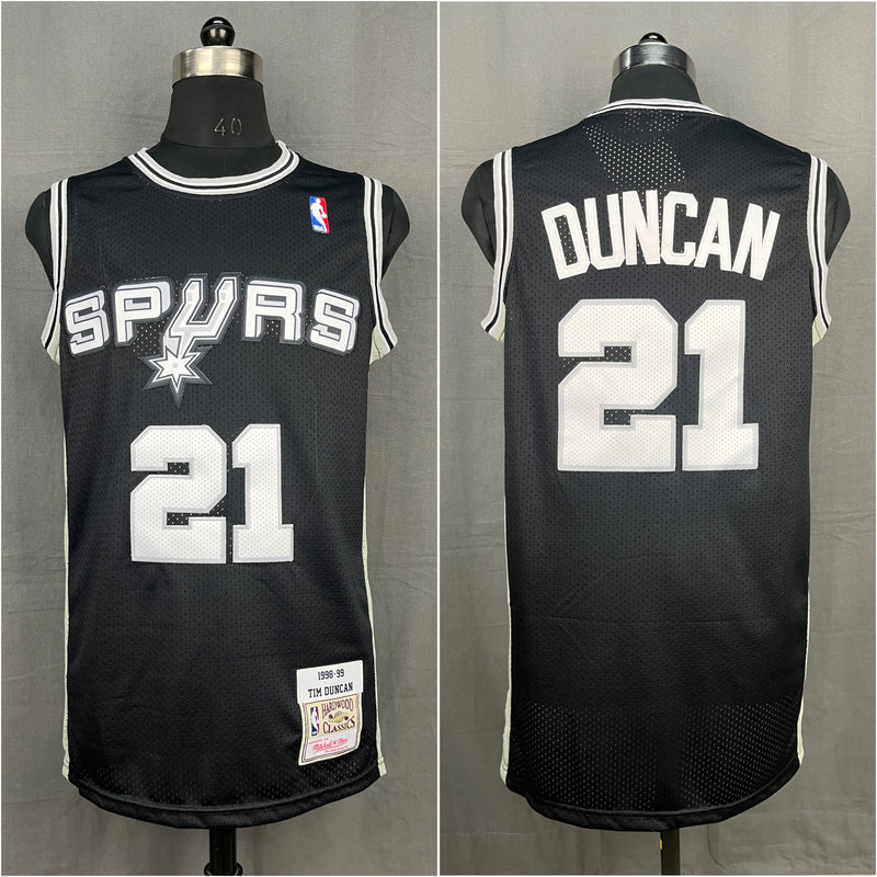 Duncan 21 Spurs Black NBA Jersey