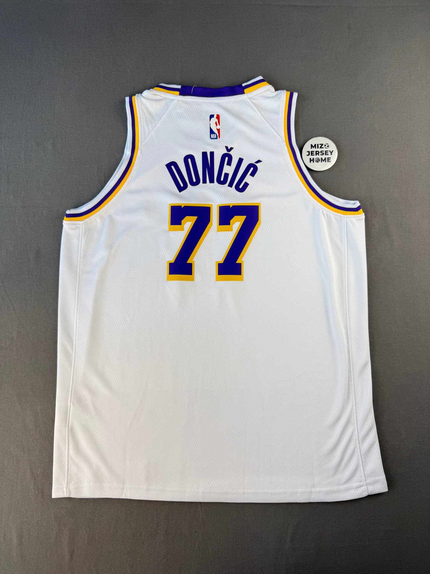 DONCIC 77 White Lakers Heat Pressed Edition NBA Kids Jersey