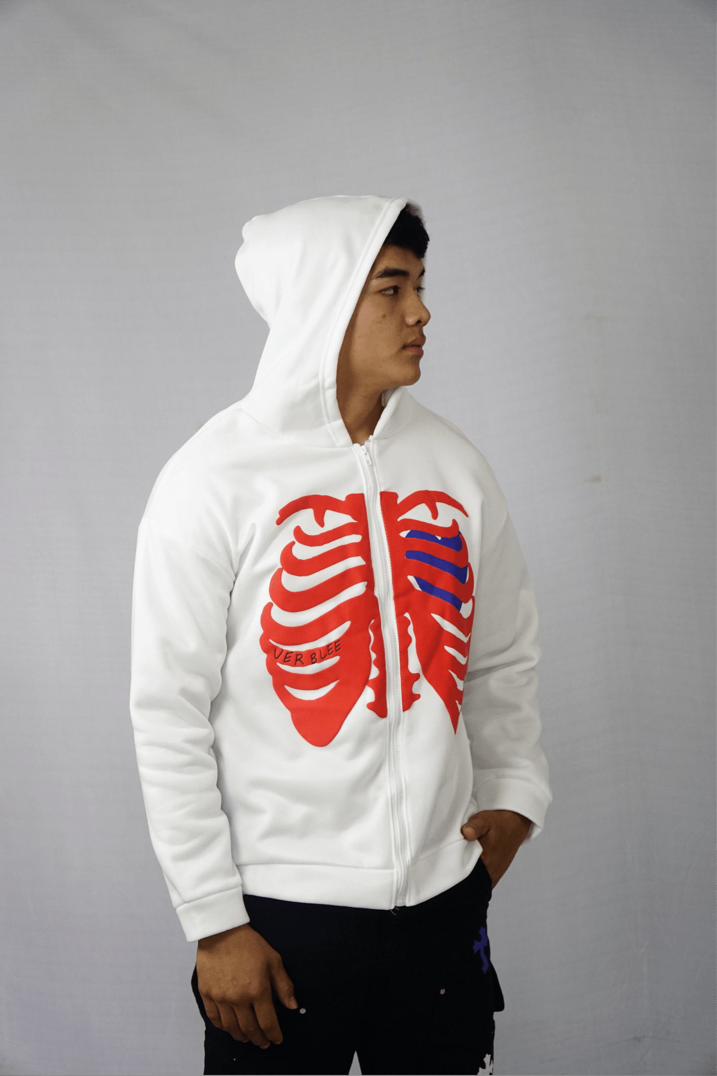 Skeleton & Heart White Hoodie