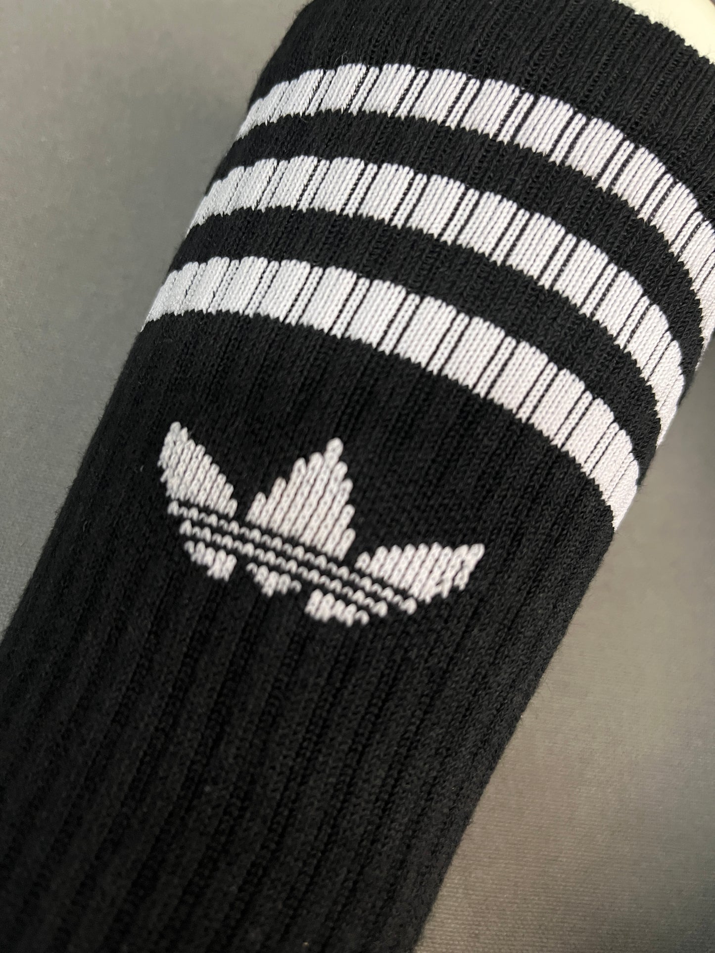 Adidas Stripe Black Crew Socks