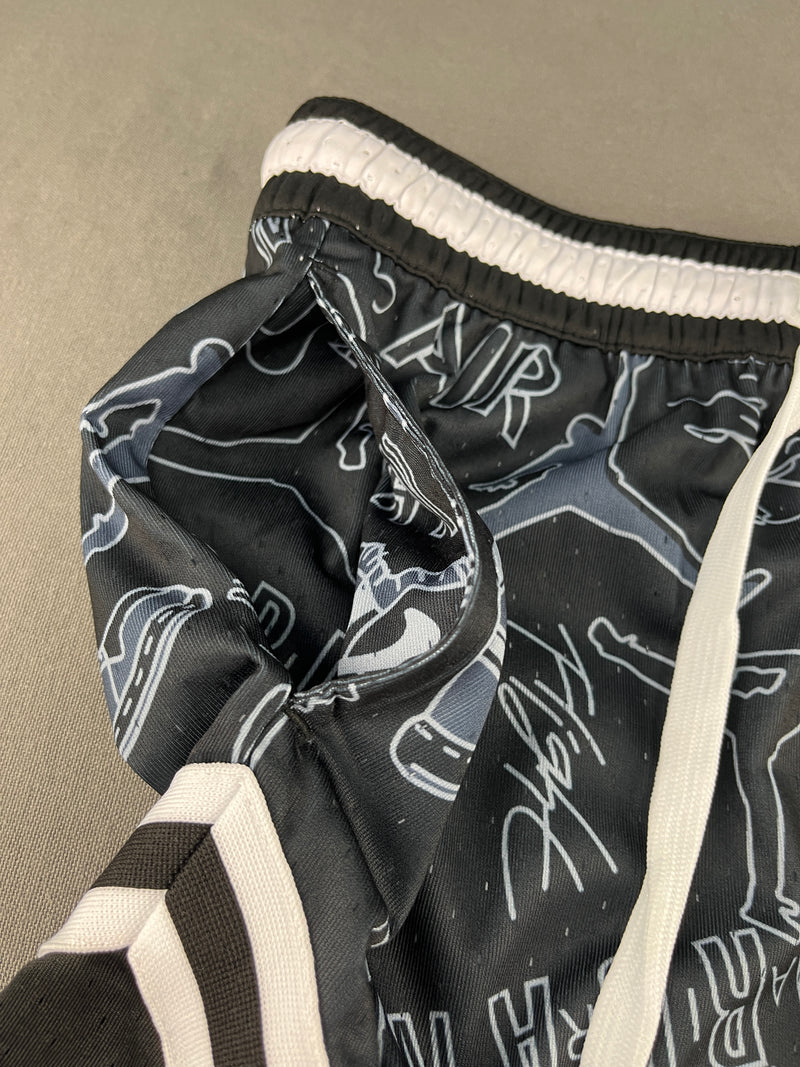 Jordan x Nike Graffiti Print Basketball Black& White Shorts