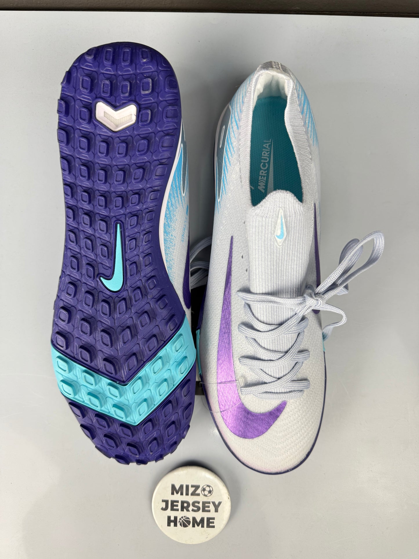 NIKE Mercurial Vapor Light Blue Turf Football Shoes