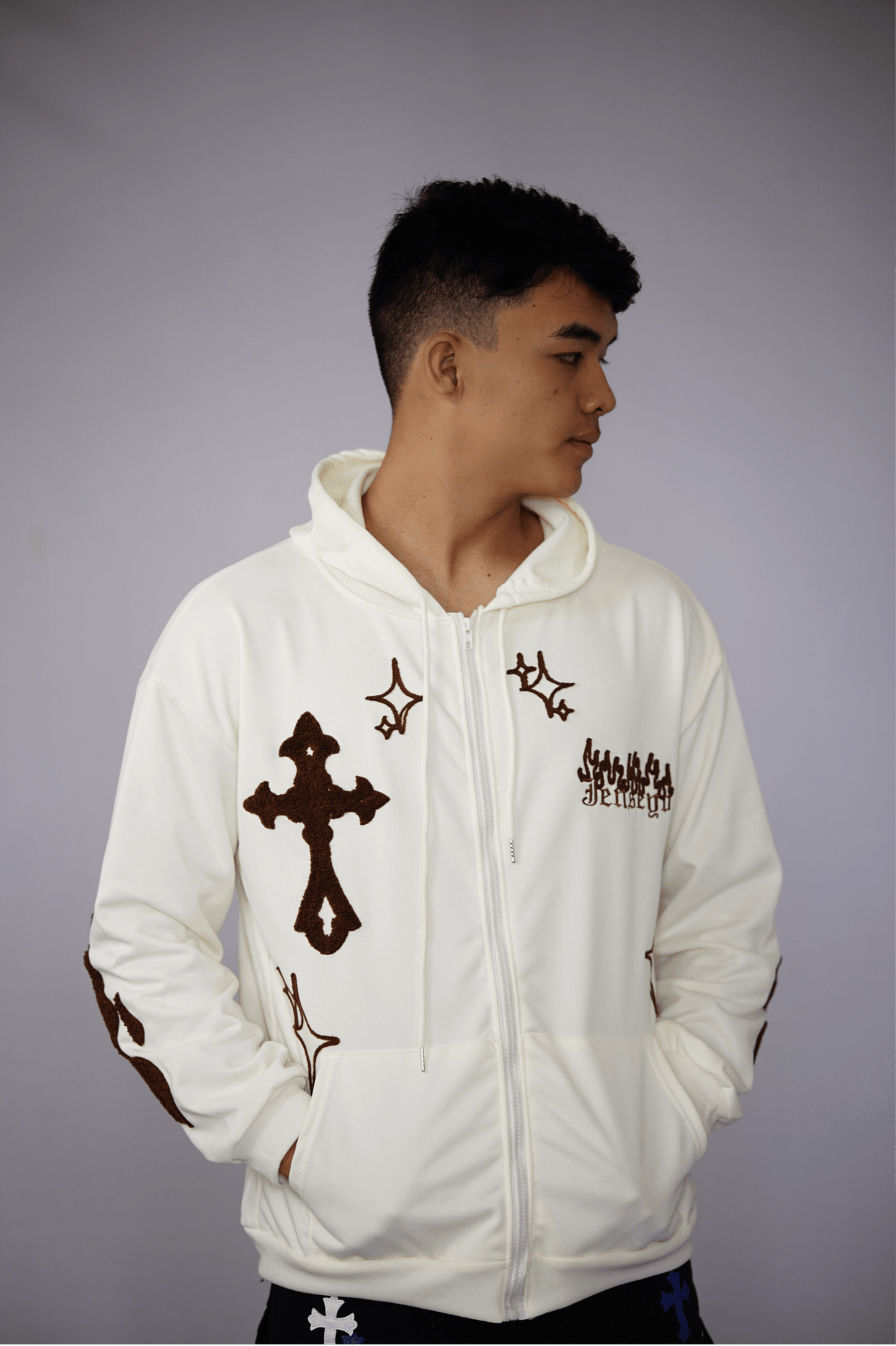 Cross Patch Embroidery Hoodie