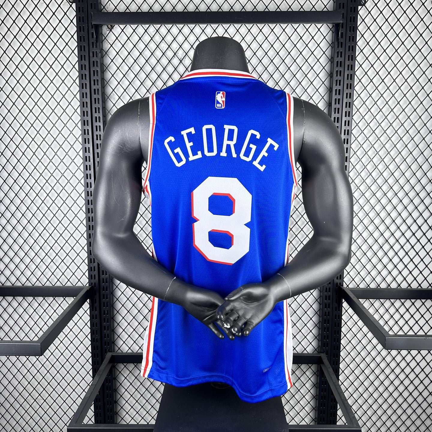 GEORGE 8 Blue Philadelphia 76ers Heat Pressed Edition NBA Jersey