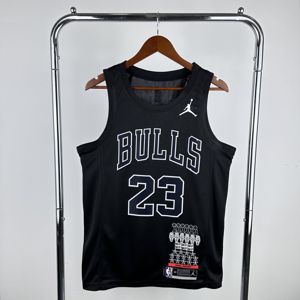 JORDAN 23 Black Chicago Bulls Heat Pressed Edition NBA Jersey