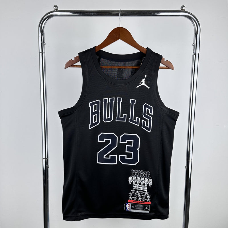 JORDAN 23 Black Chicago Bulls Heat Pressed Edition NBA Jersey