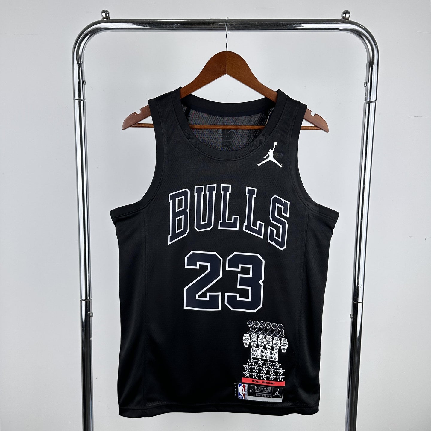 JORDAN 23 Black Chicago Bulls Heat Pressed Edition NBA Jersey