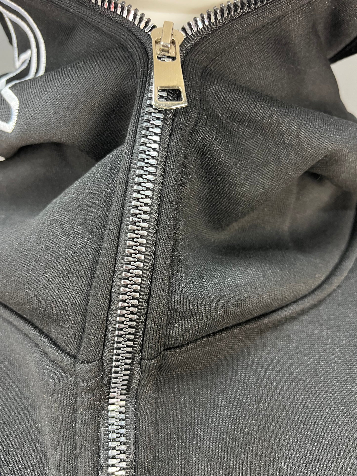 Black Full-Zip Streetwear Hoodie with Mask Hood