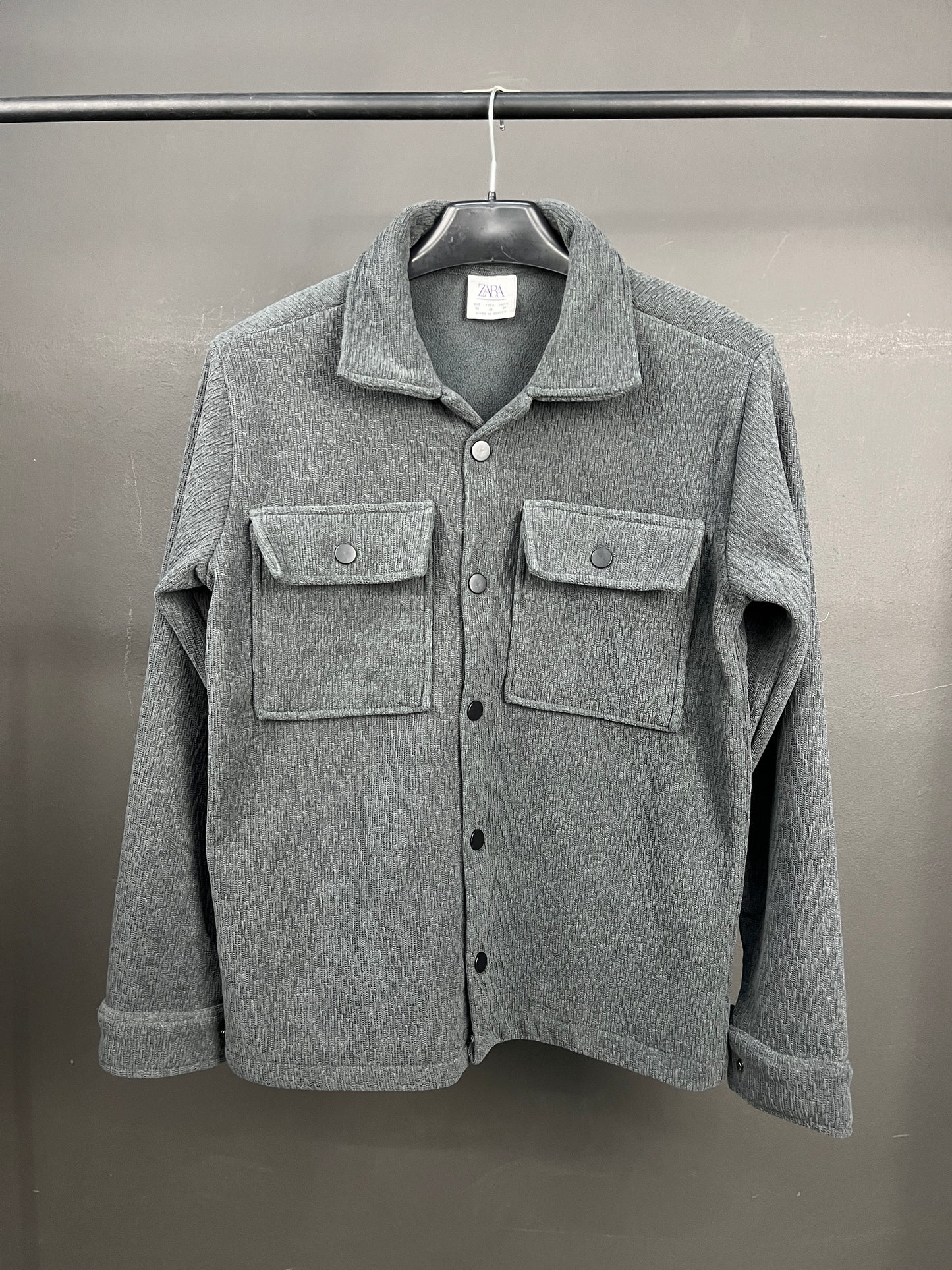 ZARA Buttoned Gray Inner Fleece Shacket