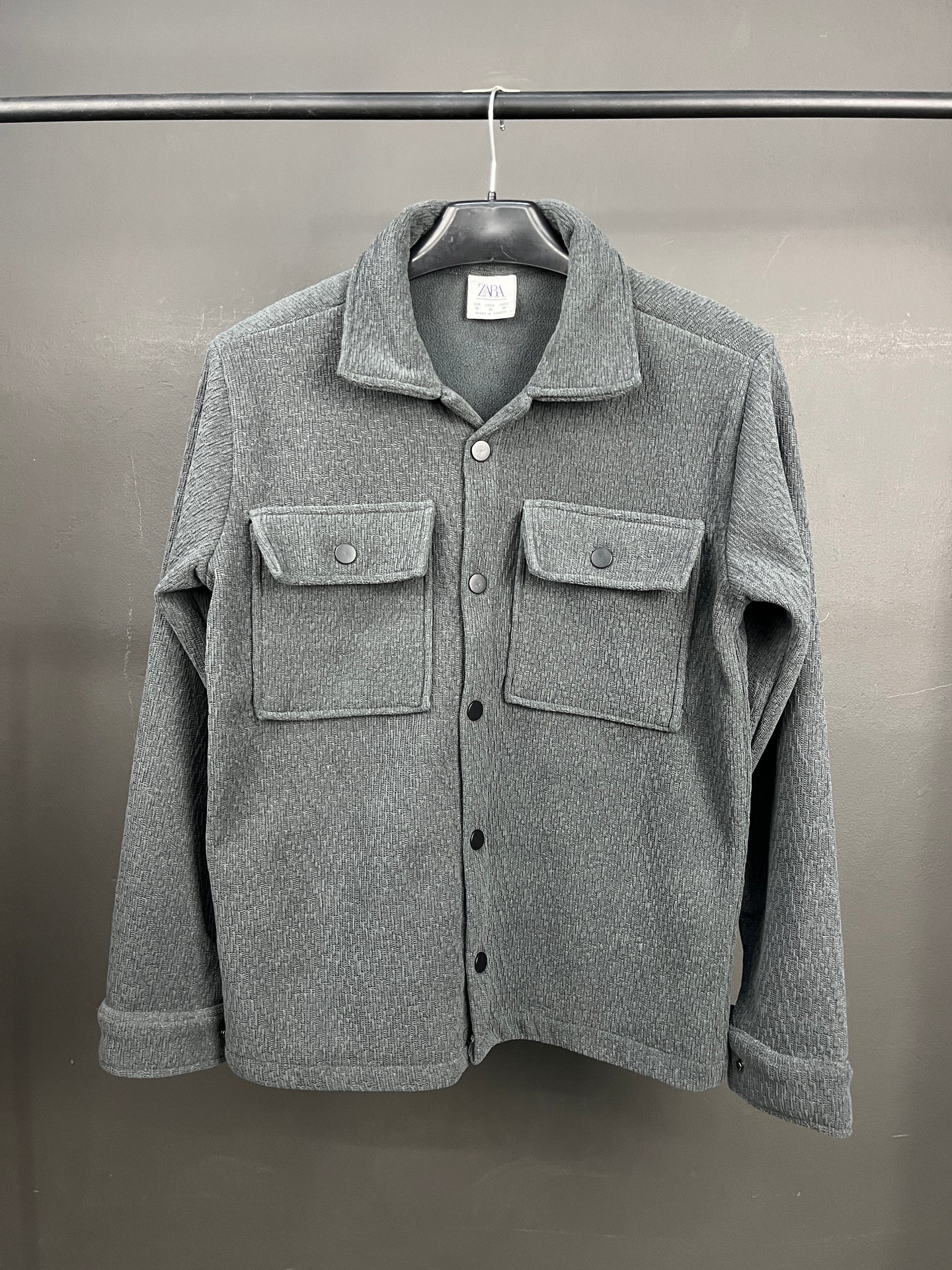 ZARA Buttoned Gray Inner Fleece Shacket