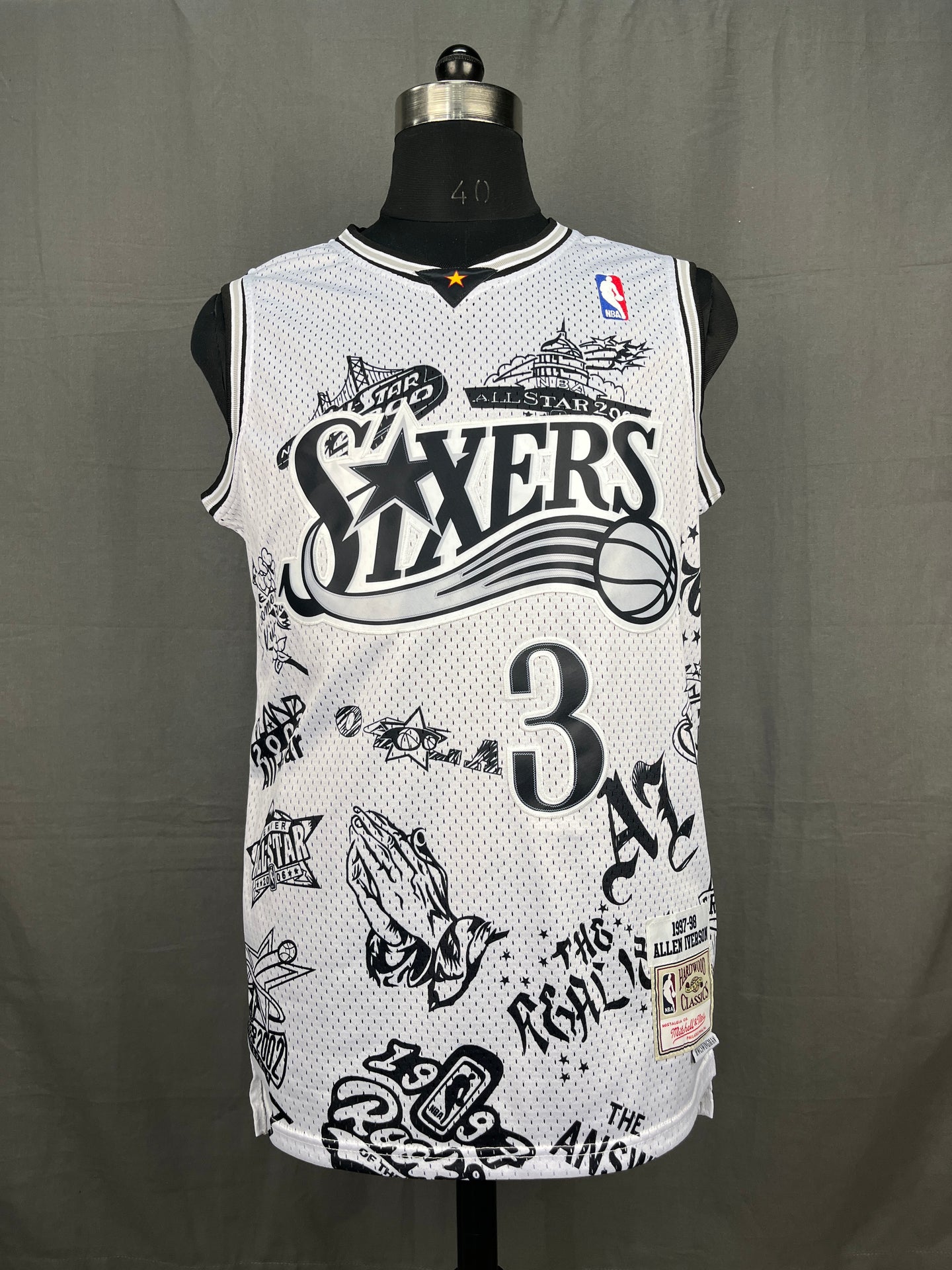 Iverson 3 Sixers White NBA Jersey