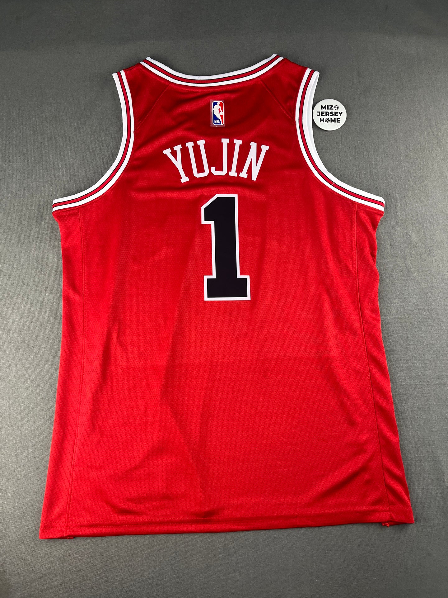 YUJIN 1 Red Chicago Bulls Heat Pressed Edition NBA Jersey