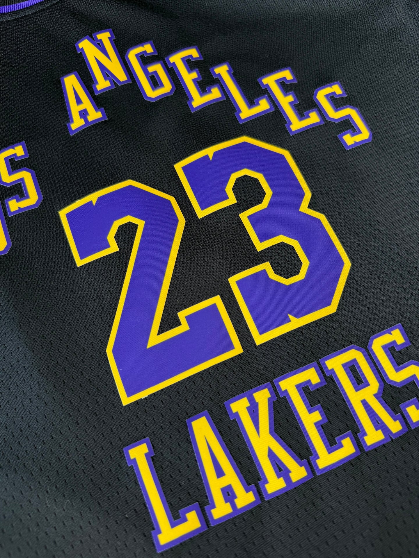 JAMES 23 Black Los Angeles Lakers Heat Pressed Edition NBA Kids Jersey