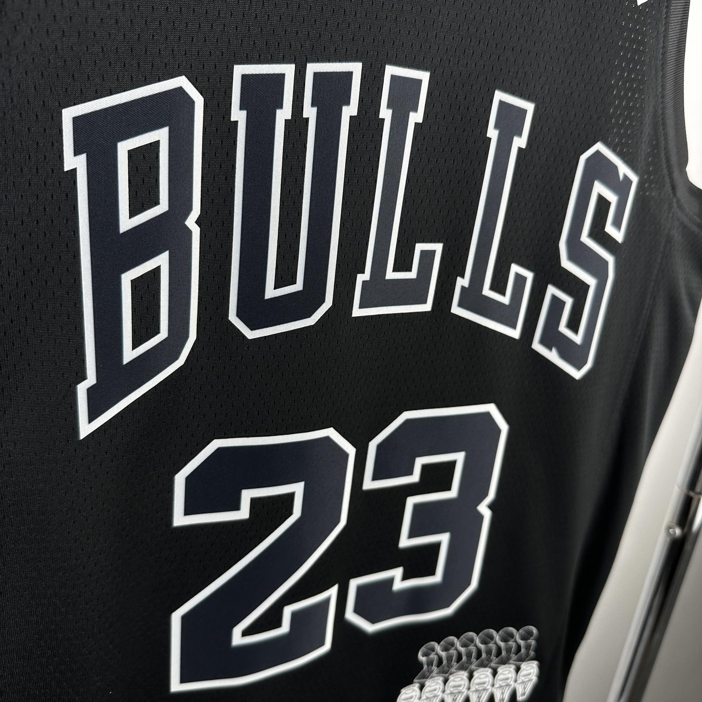 JORDAN 23 Black Chicago Bulls Heat Pressed Edition NBA Jersey