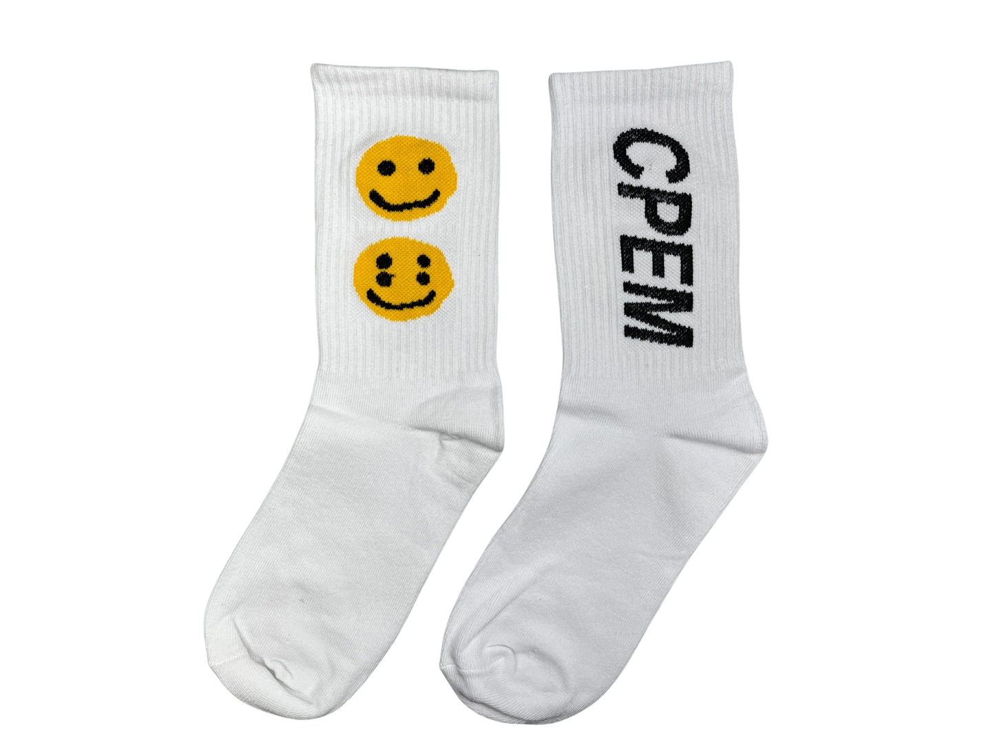 SMILEY White Crew Socks