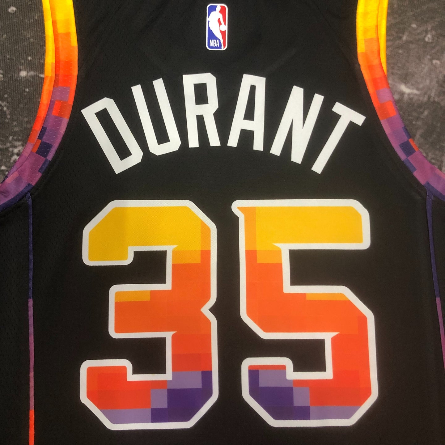 DURANT 35 Black Phoenix Suns  Heat Pressed Edition NBA Jersey