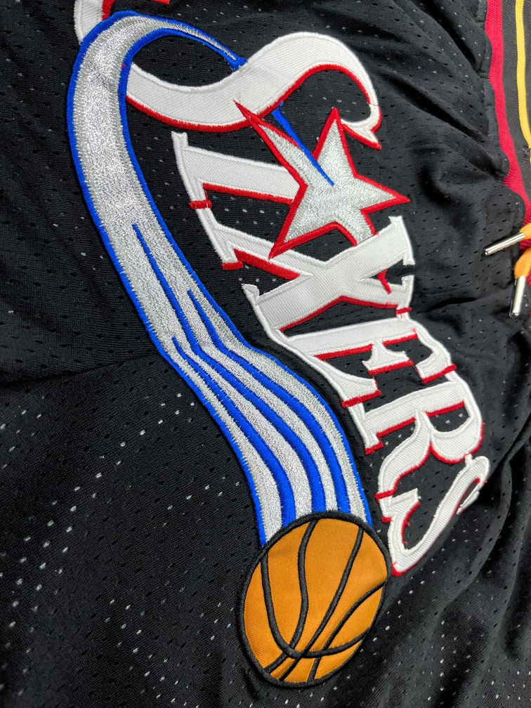 Sixers Black Shorts Full Embroidery