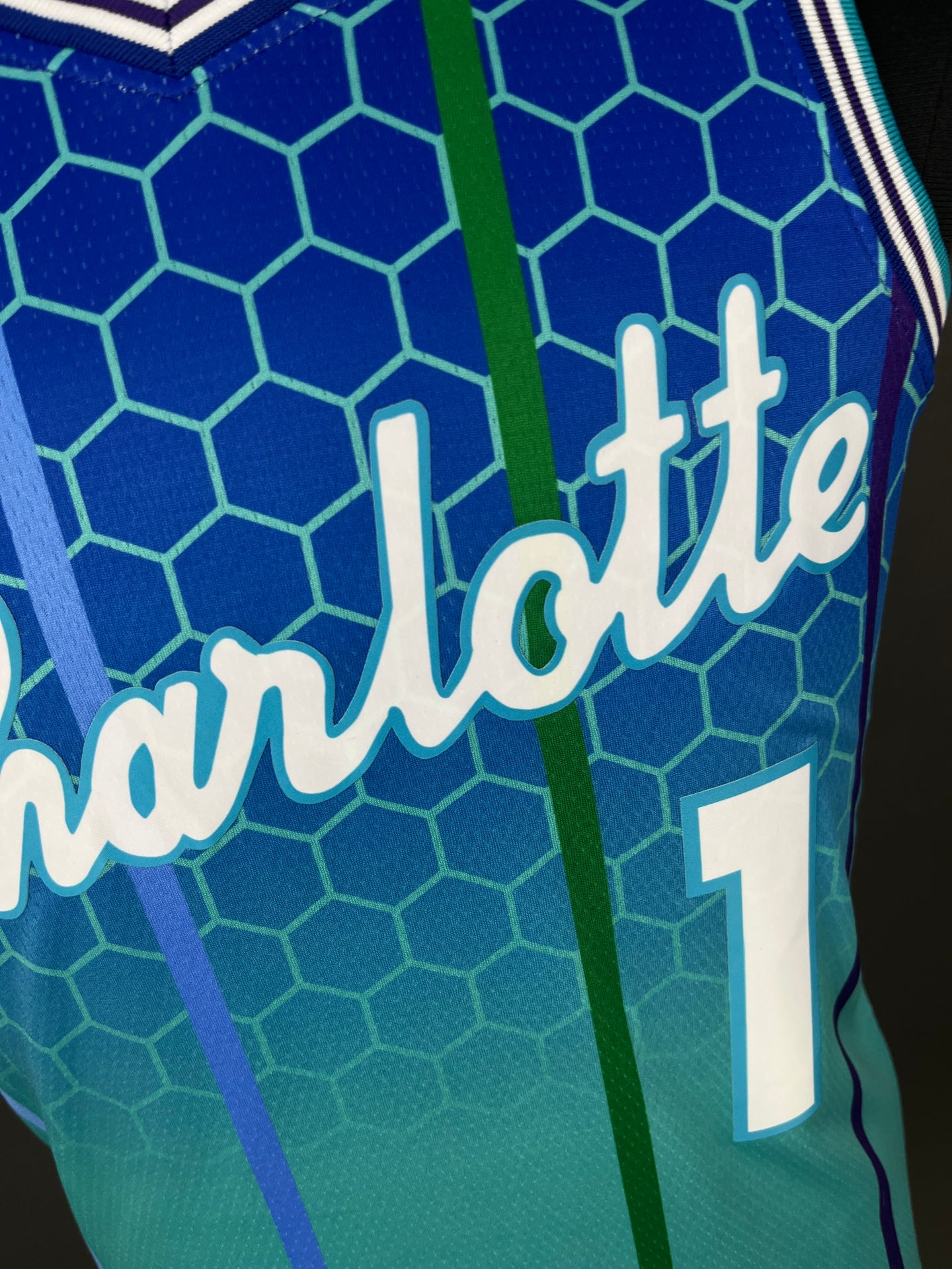 BALL 1 Blue Charlotte Hornets Heat Pressed Edition NBA Jersey