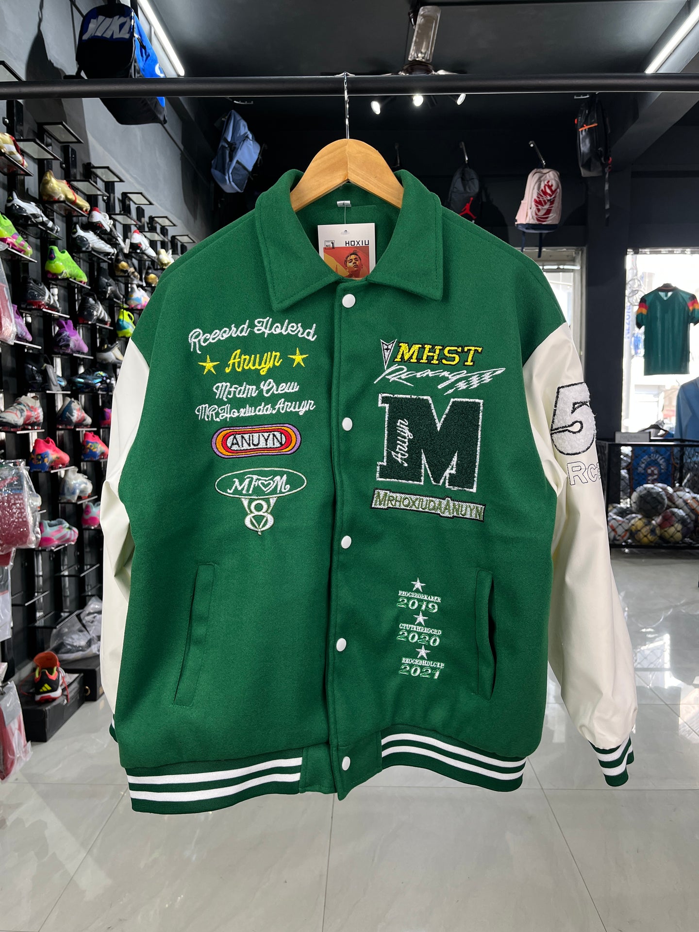 Green & White Varsity Jacket